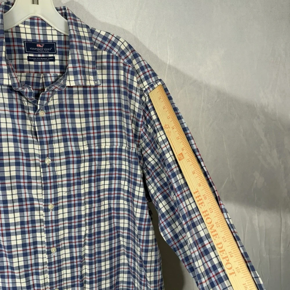 vineyard vines classic fit murray shirt Blue White Striped Men's XL